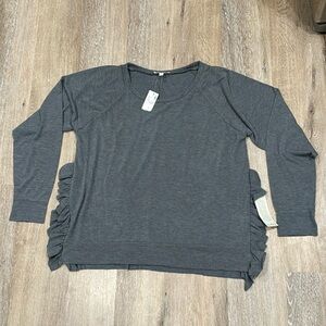 NWT Loralette lightweight sweater semi sheer side slits/ruffle sz 3X Adorable!!!